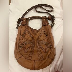 Betsey Johnson 100% brown leather shoulder bag vintage